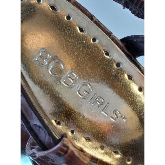 BCBG Girls Size 8.5 Azria Croc-Embossed Brown Leather Slingback Heels - Picture 10 of 13